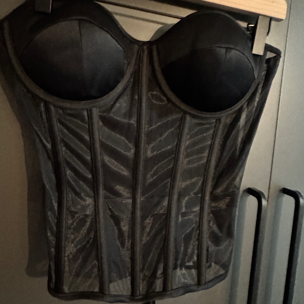 Black Sheer Bustier Top
